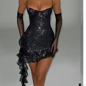 Babyboo Dixie Mini Dress in Sparkly Black